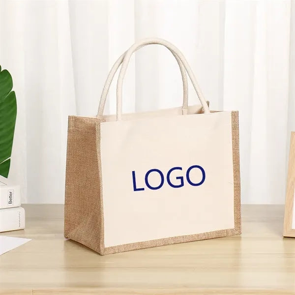 Eco-Friendly Natural Jute Shopping Tote Bag 14"x10"