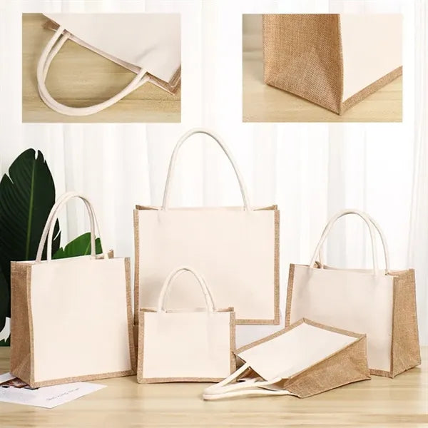 Eco-Friendly Natural Jute Shopping Tote Bag 14"x10"