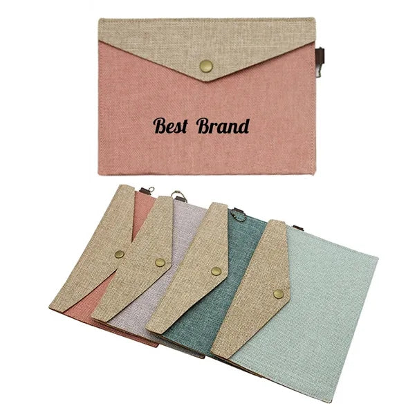 A4 Cotton Linen Blended Fabric Envelope Bag