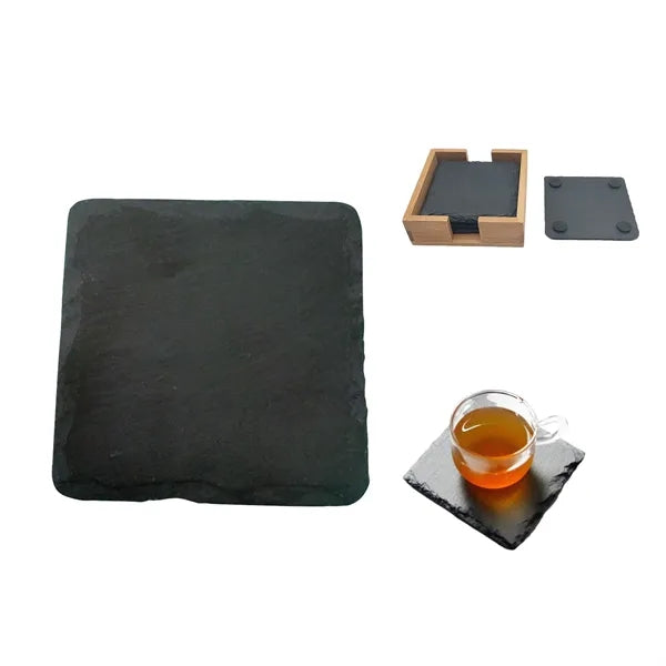 Bamboo Slate Coaster Set