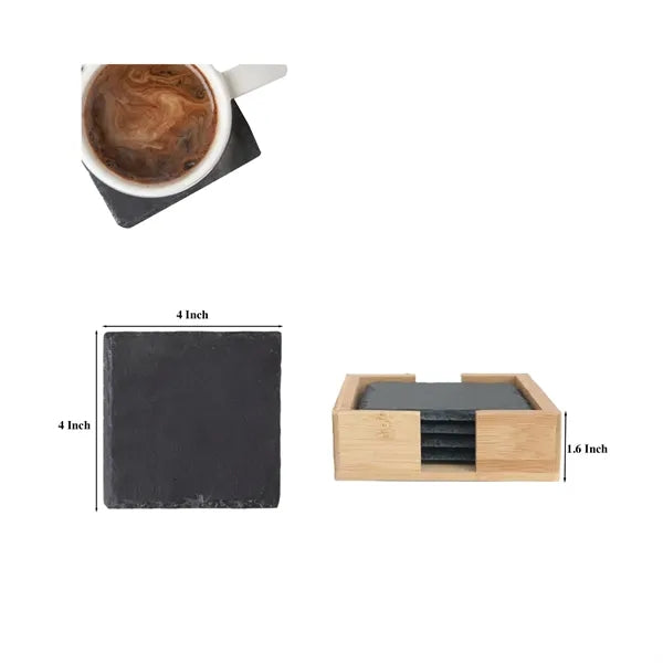 Bamboo Slate Coaster Set