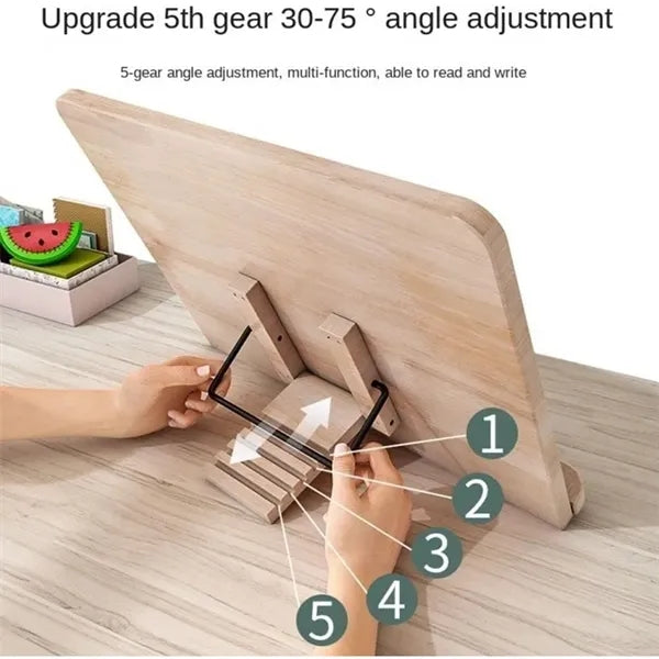 Wood Book Stand For Reading,Adjustable Holder Tray
