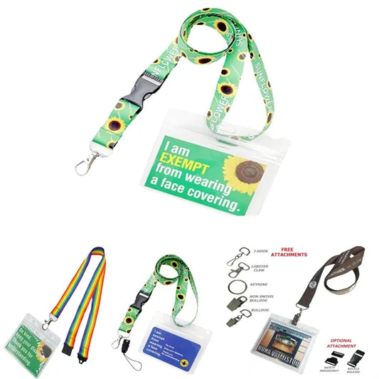 3/4" Lanyards w/ Badge Holder Combo Clear Vinyl