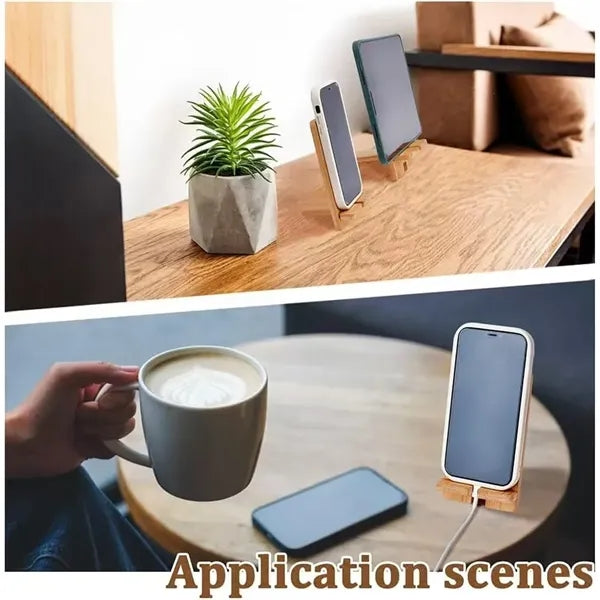 Folding Bamboo Phone Stand with Adjustable Height