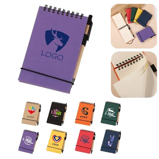 Kraft Paper Spiral Note Pad With Pen