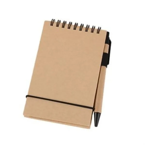 Kraft Paper Spiral Note Pad With Pen
