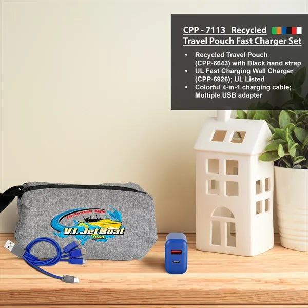 Recycled Travel Pouch Fast Charger Set