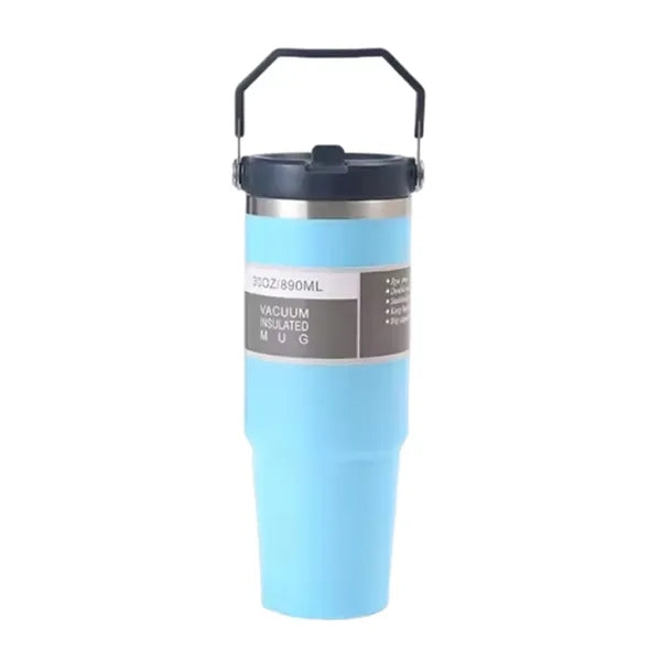Double-Wall Tumbler with Handle and Lid, 30 oz.