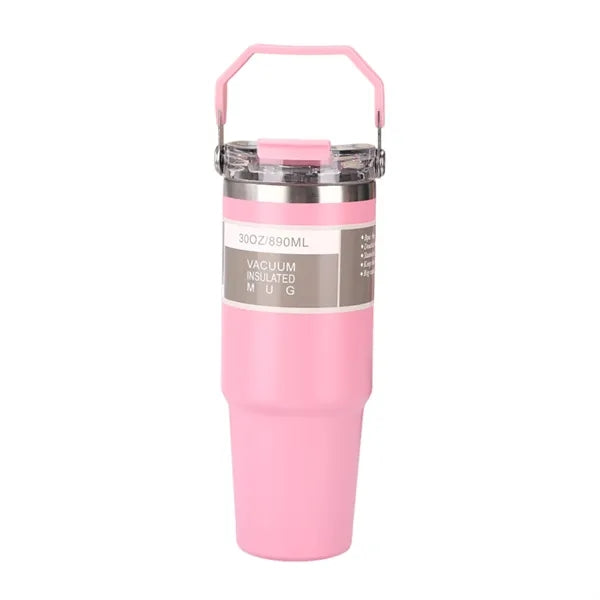 Double-Wall Tumbler with Handle and Lid, 30 oz.