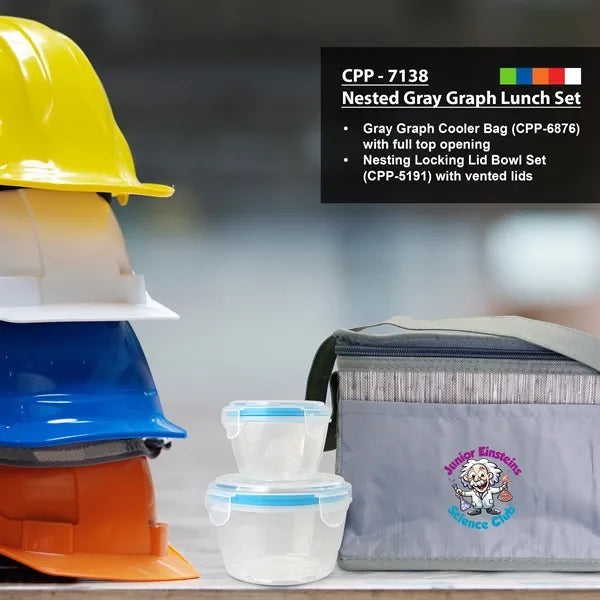 Nested Gray Graph Lunch Set