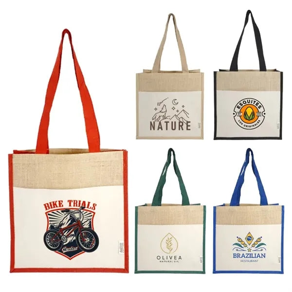 Miami Recycled Cotton Canvas Front Pocket Jute Tote Bag