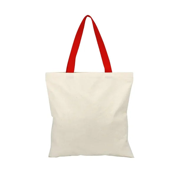 Square 6 Oz. Cotton Canvas Tote Bag with Multi-Color Handles