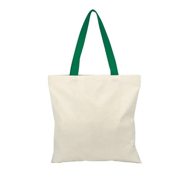 Square 6 Oz. Cotton Canvas Tote Bag with Multi-Color Handles