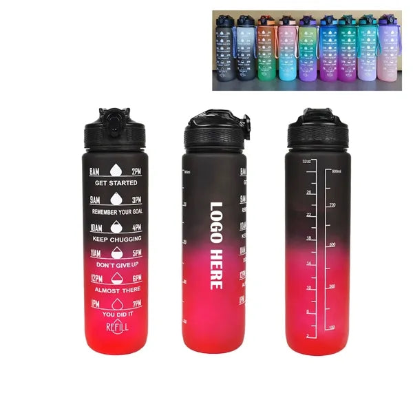 32oz Leakproof Plastic Fitness Gym Moticational Water Bottle