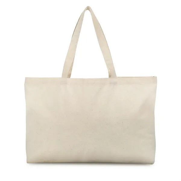 Wide Opening 6 Oz. Cotton Canvas Tote w/ Multi-Color Handles