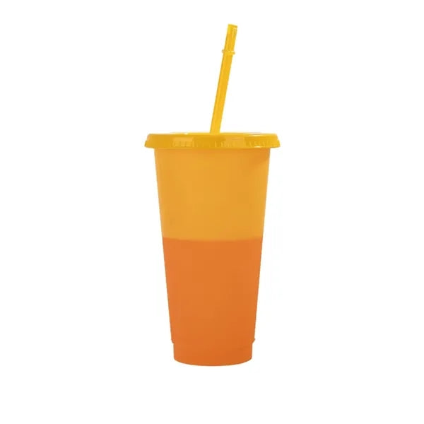 24oz Mood Temprature Color-Changing Cups w/ Straw And Lid