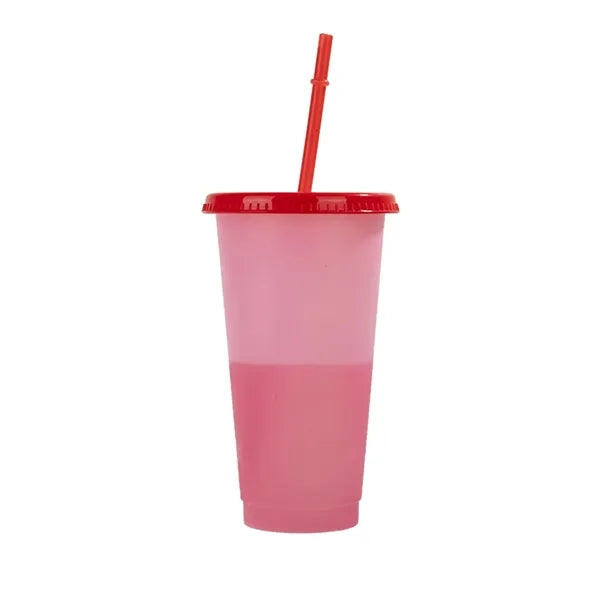 24oz Mood Temprature Color-Changing Cups w/ Straw And Lid