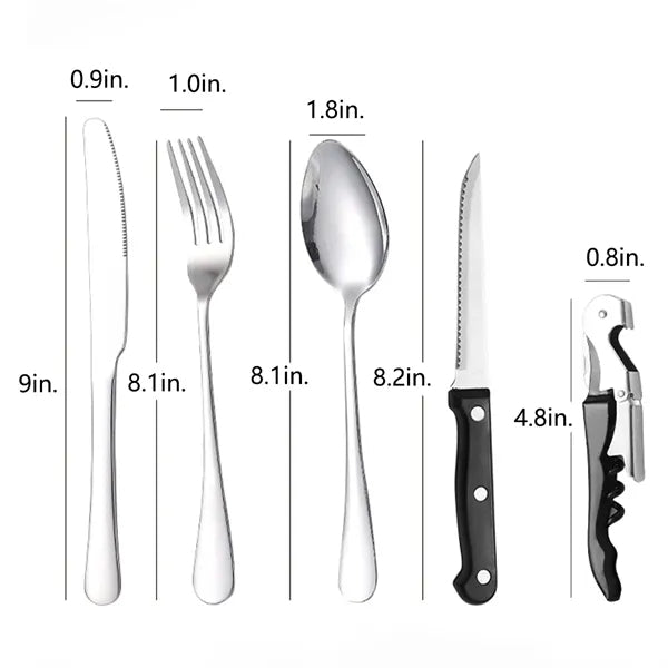 Camping Stainless Steel Cutlery Set For Two Persons