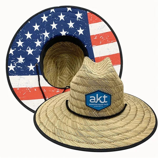 Wide Brimmed Printed Straw Hat