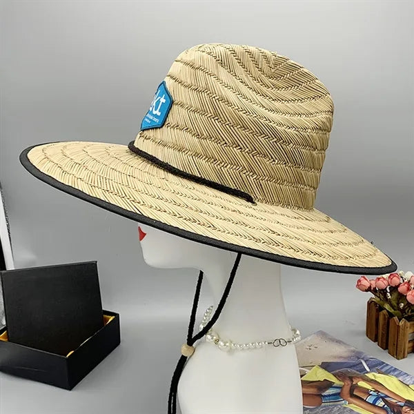Wide Brimmed Printed Straw Hat