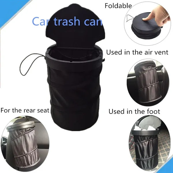 Waterproof Leakproof Foldable Car Trash Can With Lid
