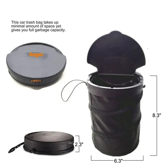 Waterproof Leakproof Foldable Car Trash Can With Lid