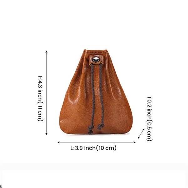 Leather Drawstring Coin Purse