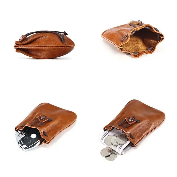 Leather Drawstring Coin Purse