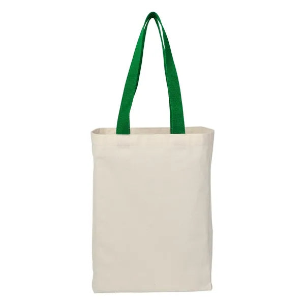6 Oz. Natural Canvas Tote Bag with Colorful Handles