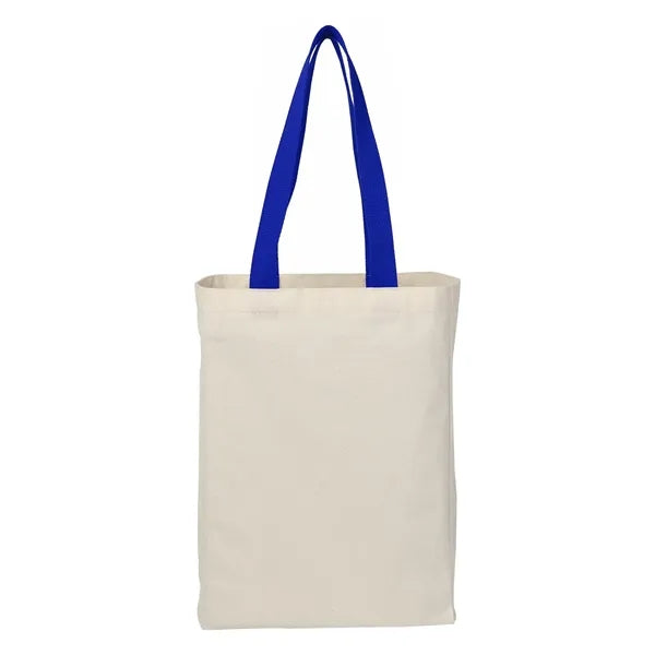 6 Oz. Natural Canvas Tote Bag with Colorful Handles