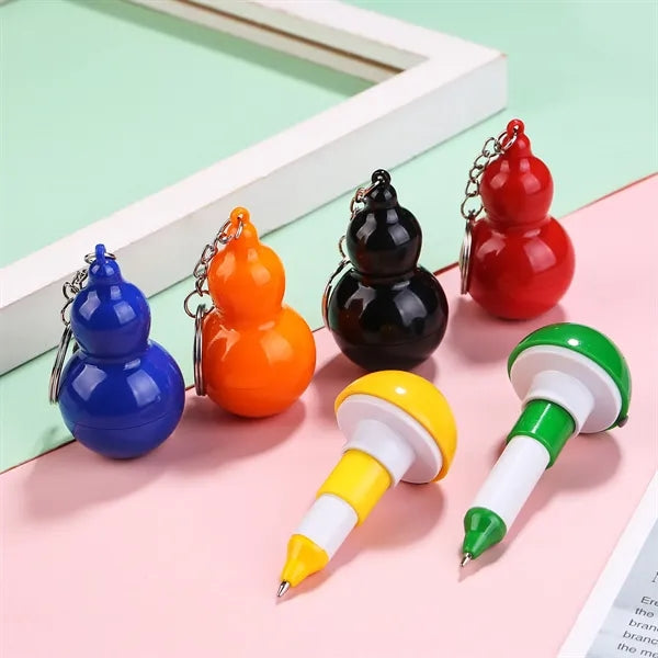 Gourd Pocket Ballpoint Pen with Key Chain