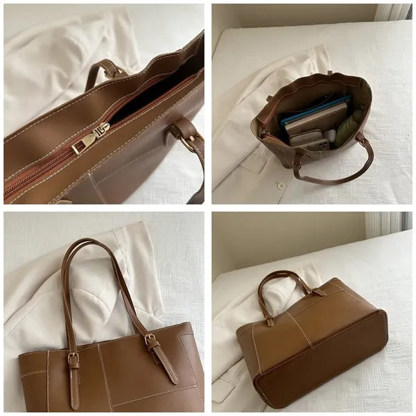 Pu Leather Casual Simple Tote Bag