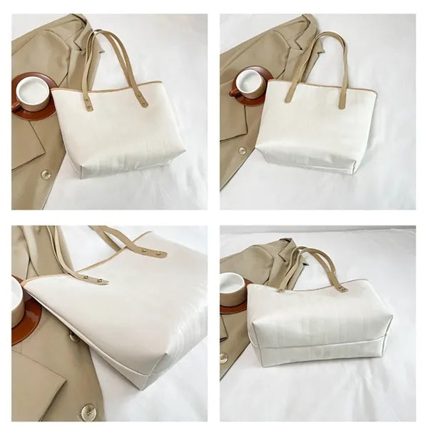 Large Capacity Simple Pu Leather Handbag