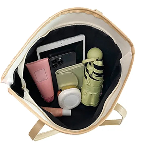 Large Capacity Simple Pu Leather Handbag