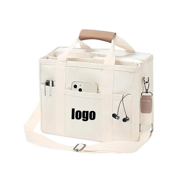 Canvas Tote Bag With Multi Pockets