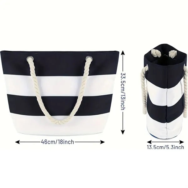 Two Color Striped Beach Bag