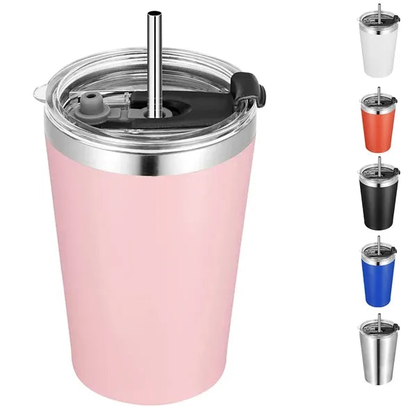 12Oz Stainless Steel Mug With Lid And Straw