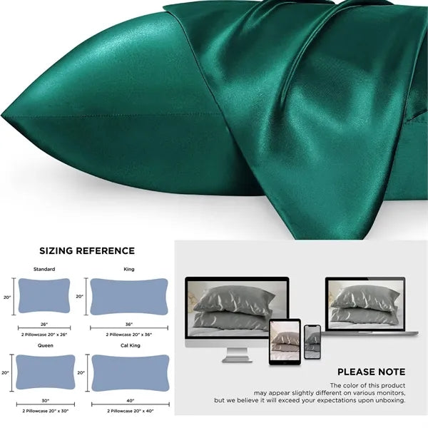 Satin Pillowcase for Sleeping Women W Envelope Closure Queen