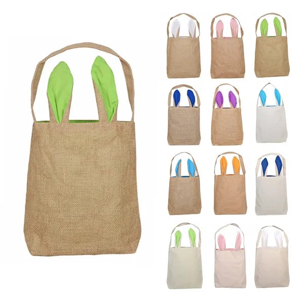 Burlap Easter Bunny Tote Bag