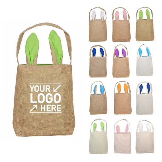 Burlap Easter Bunny Tote Bag