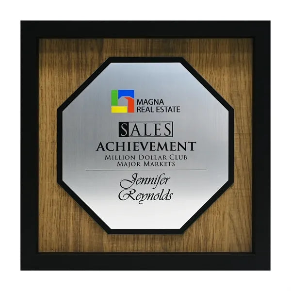 Newbury 10" x 10" Octagon Award with Brushed Silver Plate