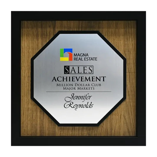 Newbury 10" x 10" Octagon Award with Brushed Silver Plate