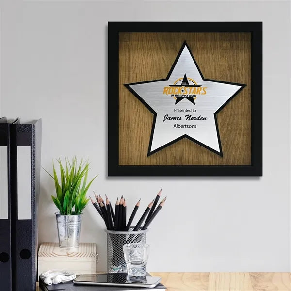 Newbury 10" x 10" Star Award with Brushed Silver Plate