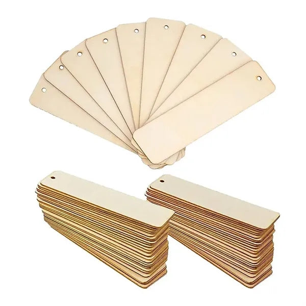 DIY Wooden Craft Blank Bookmarks with Holes and Ropes