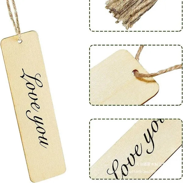 DIY Wooden Craft Blank Bookmarks with Holes and Ropes