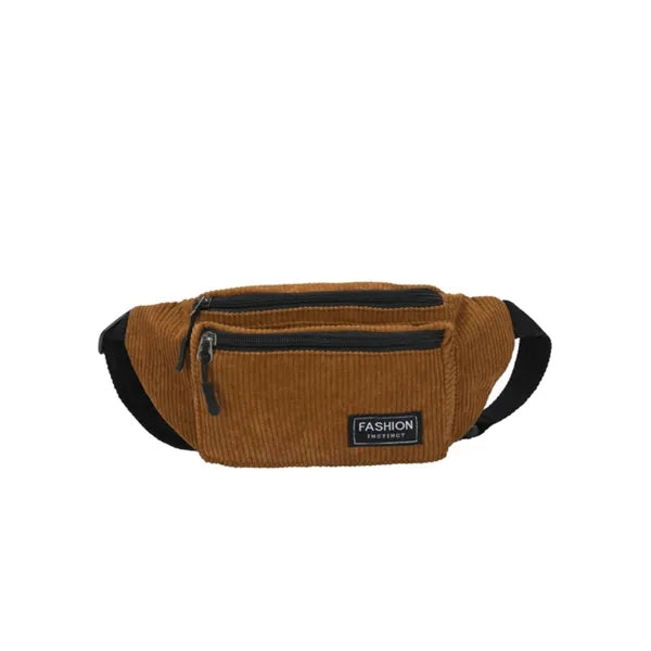 Plain Corduroy Fabric Versatile Simple Waist Pack