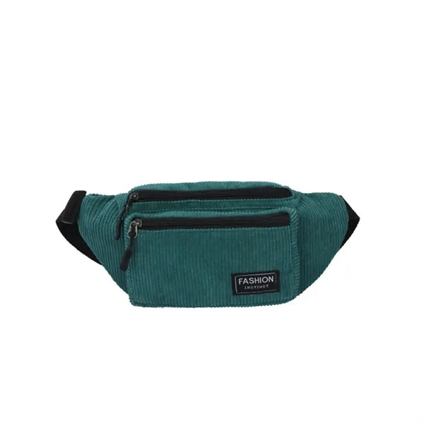 Plain Corduroy Fabric Versatile Simple Waist Pack