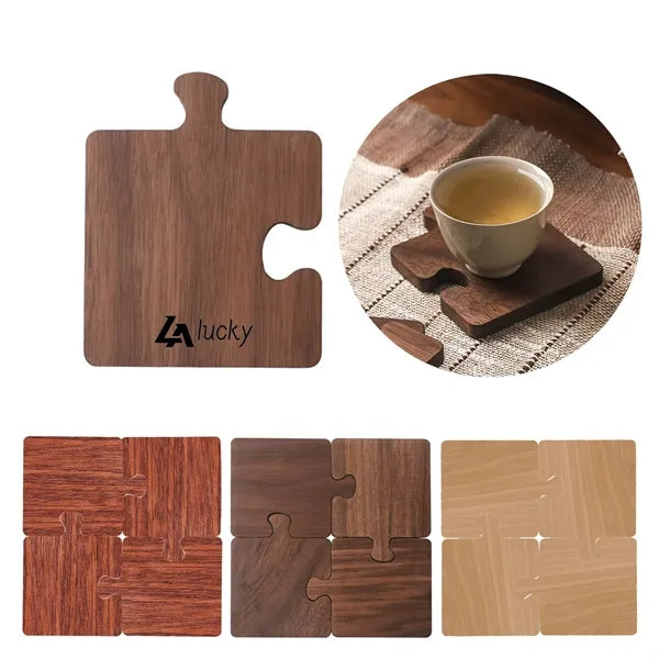 Jigsaw Shape Walnut Wood Coaster (Single)