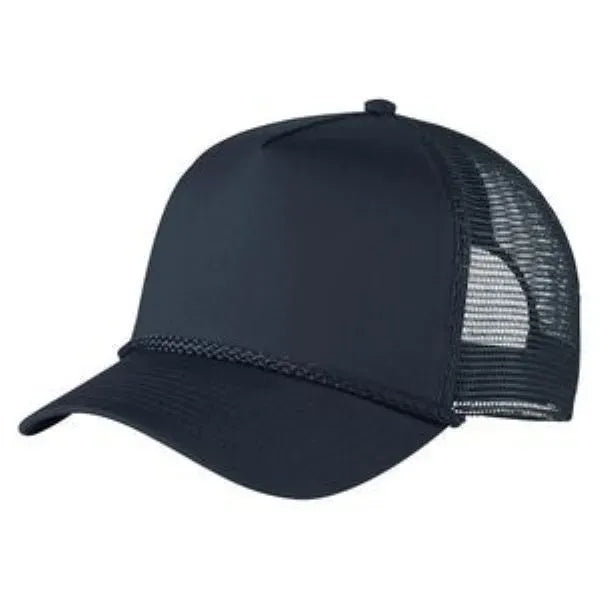 Structured 5 Panel Curved Bill Trucker Cap with Rope