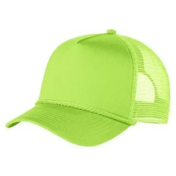 Structured 5 Panel Curved Bill Trucker Cap with Rope